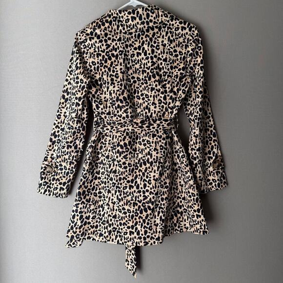 Forever 21 sz S tan black cheetah‎ print cotton belted coat - Picture 10 of 10